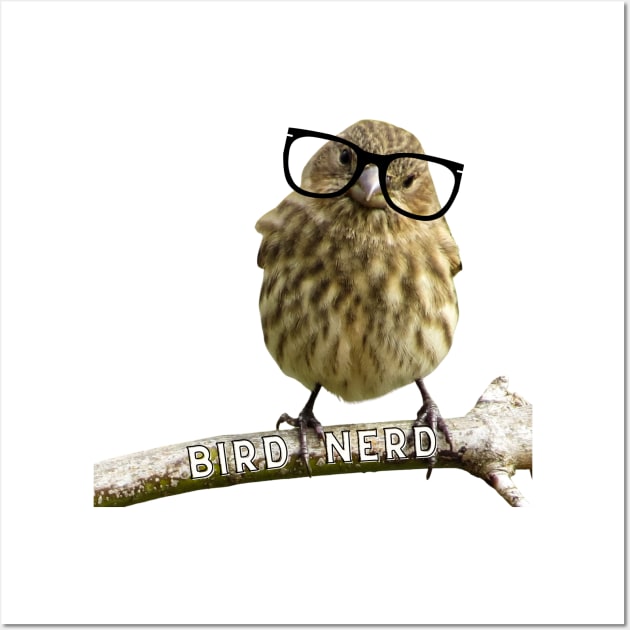 Funny Bird With Glasses Bird Nerd T-shirt Wall Art by KathyG'sArt